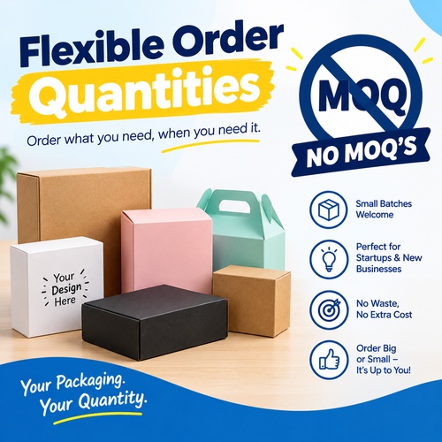 Flexible custom packaging order quantities