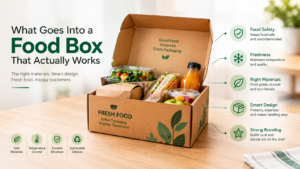 Custom food packaging box designed to protect food, maintain freshness, and showcase brand identity.